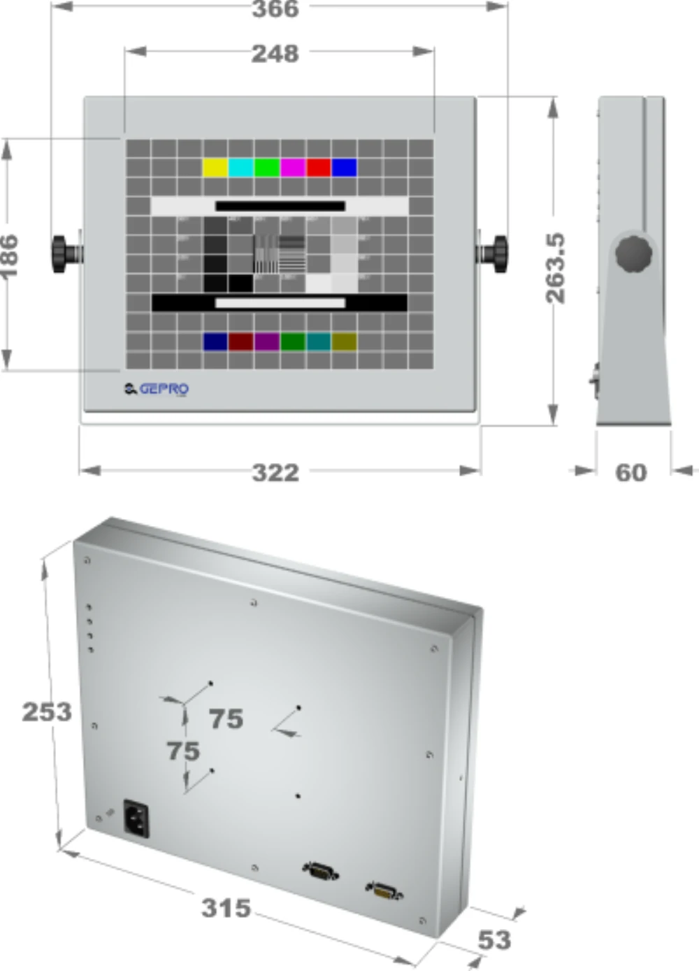 LCD12D-7A, 12,1″ Industrie-Monitor von GEPRO