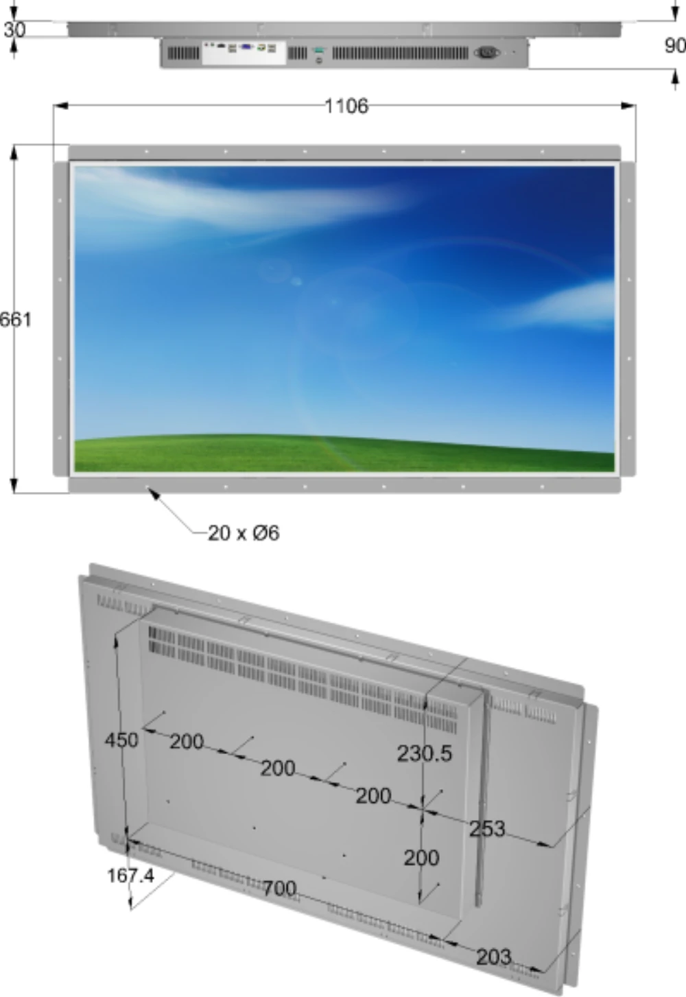 LCD46WF-3D, 46″ Monitor / Panel-PC von GEPRO
